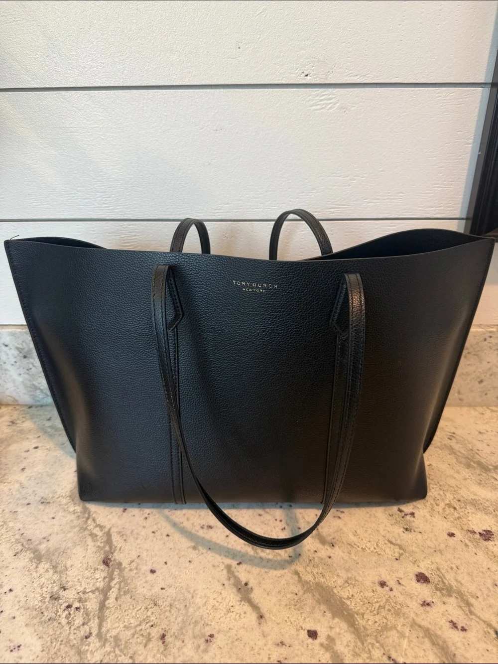 Tory Burch Black Pebbled Leather Tote